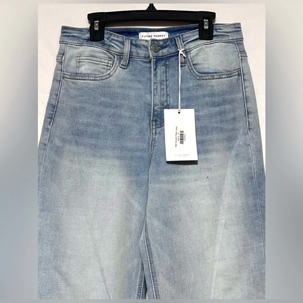NEW Flying Monkey 90’s High Rise Stretch Flare Wide Denim Jeans Classic Trendy